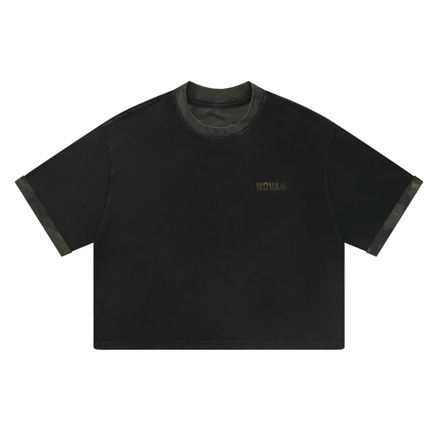 CAMO MINERAL WASHED PANEL TEE