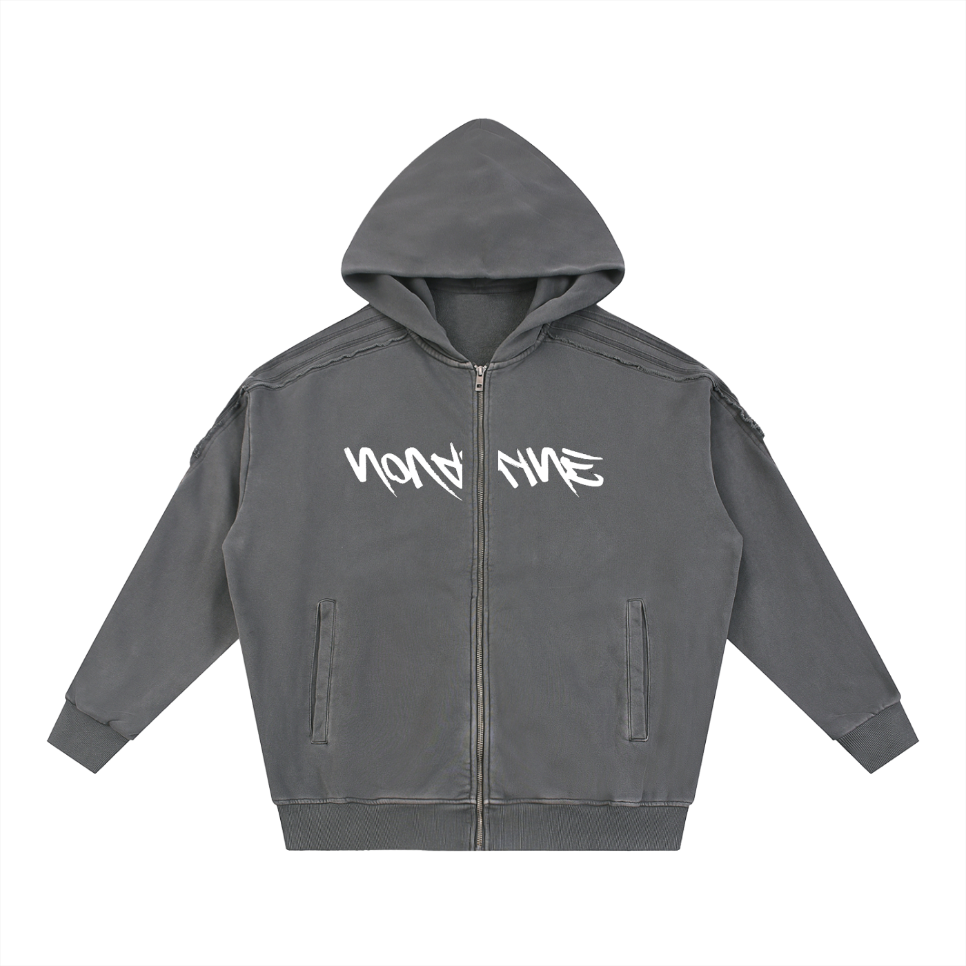 Nova Line INVERTED Snow Washed Tape Raw Edge Zip Hoodie