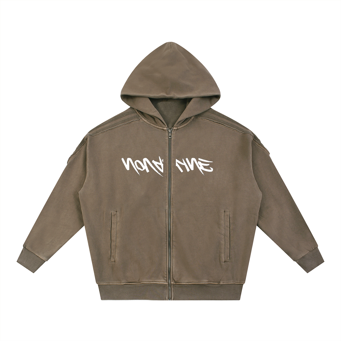 Nova Line INVERTED Snow Washed Tape Raw Edge Zip Hoodie
