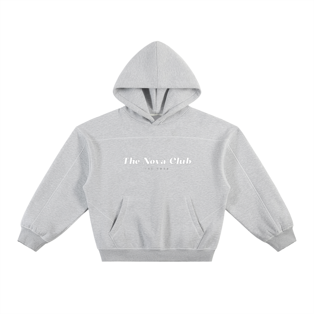 The Nova Club Contrast-Stitched Boxy Fleece Hoodie